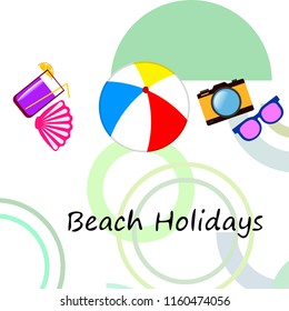 summer holiday hat flip flops seashell vector background