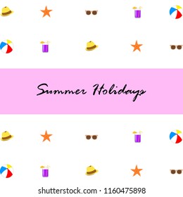 summer holiday hat flip flops seashell vector background