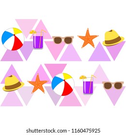 summer holiday hat flip flops seashell vector background
