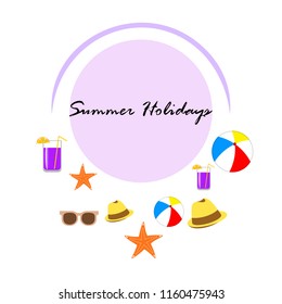 summer holiday hat flip flops seashell vector background