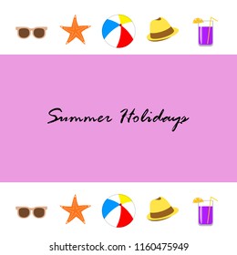 summer holiday hat flip flops seashell vector background