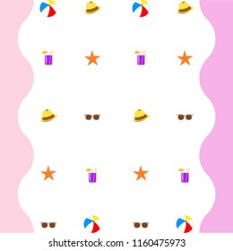 summer holiday hat flip flops seashell vector background