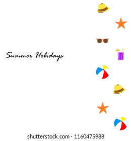 summer holiday hat flip flops seashell vector background