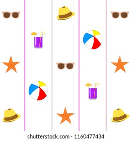 summer holiday hat flip flops seashell vector background