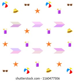summer holiday hat flip flops seashell vector background