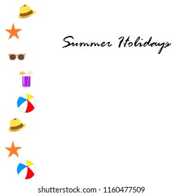 summer holiday hat flip flops seashell vector background