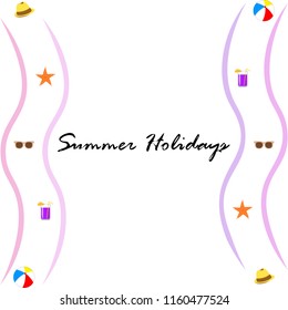 summer holiday hat flip flops seashell vector background