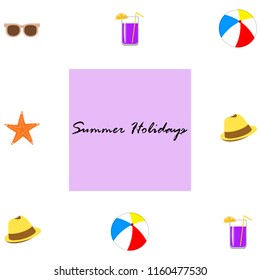 summer holiday hat flip flops seashell vector background
