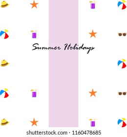 summer holiday hat flip flops seashell vector background