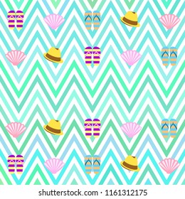 summer holiday hat flip flops seashell vector background