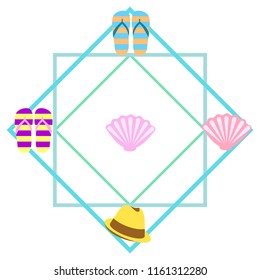 summer holiday hat flip flops seashell vector background