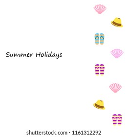 summer holiday hat flip flops seashell vector background
