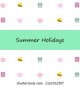 summer holiday hat flip flops seashell vector background