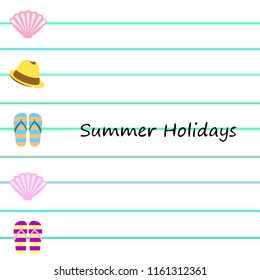 summer holiday hat flip flops seashell vector background