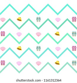 summer holiday hat flip flops seashell vector background