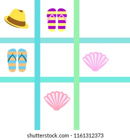 summer holiday hat flip flops seashell vector background