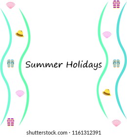 summer holiday hat flip flops seashell vector background