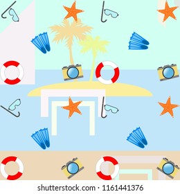 summer holiday hat flip flops seashell vector background