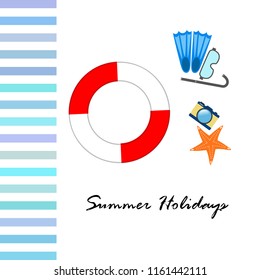 summer holiday hat flip flops seashell vector background