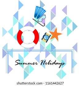 summer holiday hat flip flops seashell vector background