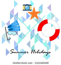 summer holiday hat flip flops seashell vector background