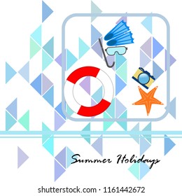 summer holiday hat flip flops seashell vector background
