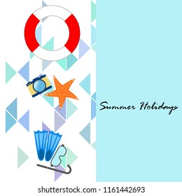 summer holiday hat flip flops seashell vector background