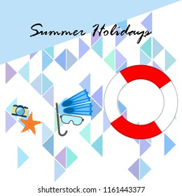 summer holiday hat flip flops seashell vector background