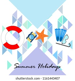 summer holiday hat flip flops seashell vector background