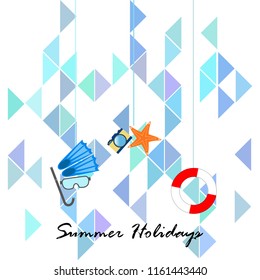 summer holiday hat flip flops seashell vector background