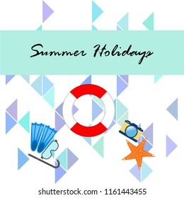 summer holiday hat flip flops seashell vector background