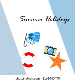 summer holiday hat flip flops seashell vector background