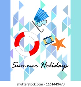 summer holiday hat flip flops seashell vector background