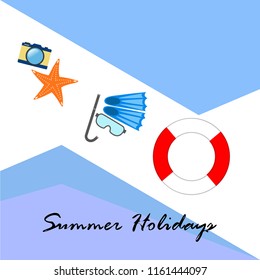 summer holiday hat flip flops seashell vector background