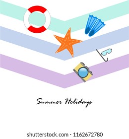 summer holiday hat flip flops seashell vector background