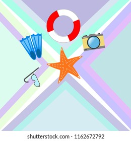summer holiday hat flip flops seashell vector background
