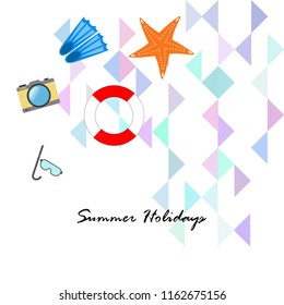 summer holiday hat flip flops seashell vector background