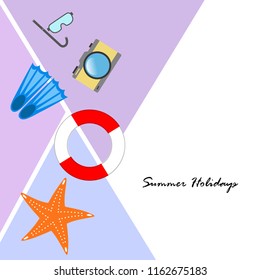 summer holiday hat flip flops seashell vector background