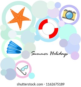 summer holiday hat flip flops seashell vector background