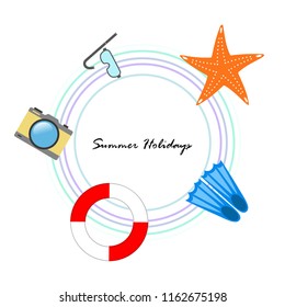 summer holiday hat flip flops seashell vector background