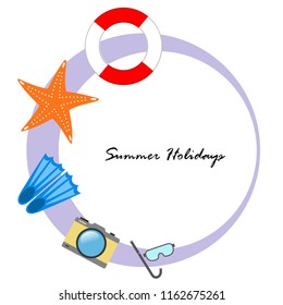 summer holiday hat flip flops seashell vector background
