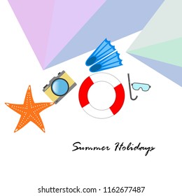 summer holiday hat flip flops seashell vector background