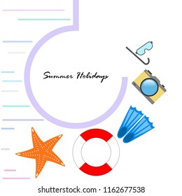 summer holiday hat flip flops seashell vector background