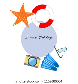 summer holiday hat flip flops seashell vector background