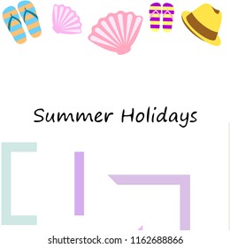 summer holiday hat flip flops seashell vector background summer holiday hat flip flops seashell vector background