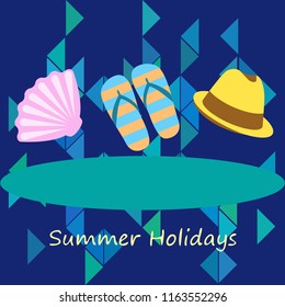 summer holiday hat flip flops seashell vector background