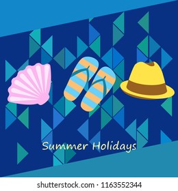 summer holiday hat flip flops seashell vector background