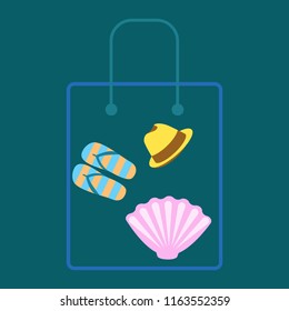 summer holiday hat flip flops seashell vector background