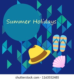 summer holiday hat flip flops seashell vector background