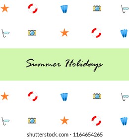 summer holiday hat flip flops seashell vector background